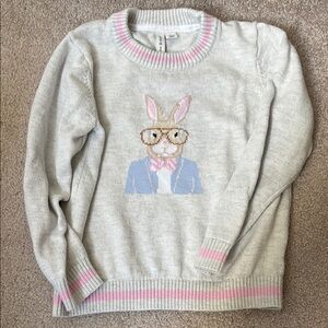 Boy Gray and Pink Sweater with Bunny Design